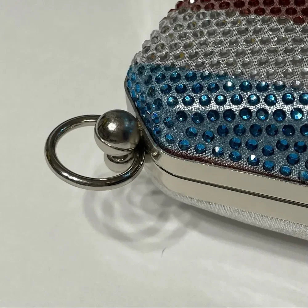 Alessia‎ Rhinestone America Star and Stripes Crystal Red Silver Blue Crossbody